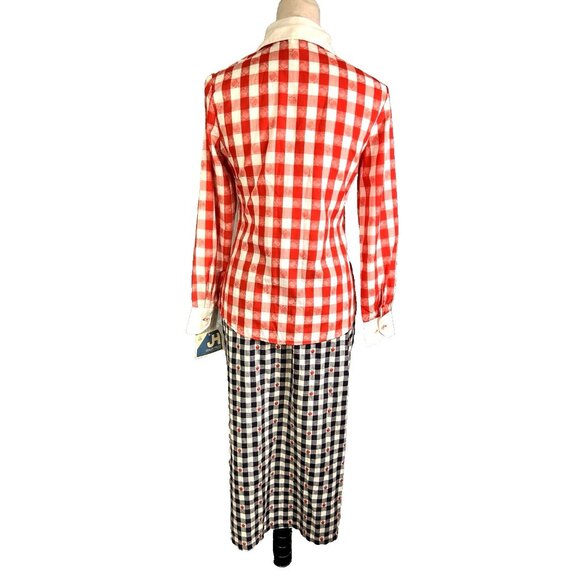 Vintage 70s Handmade Novelty Apples Gingham Set Deadstock JH Shirt Cottagecore - Picture 9 of 16